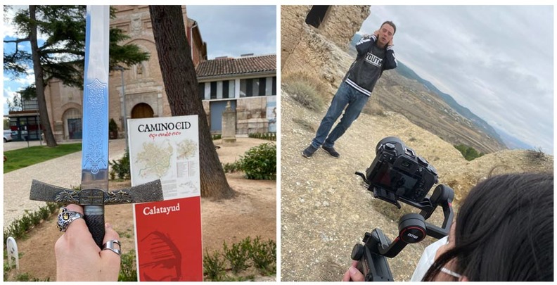 Dos momentos de la grabacin de "El Cid: tierras de leyenda"