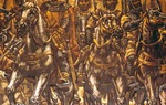 La fuerza del Cantar de Mo Cid fue tan grande que muy pronto traspas las fronteras y fue "adoptado" por los franceses, especialmente desde la publicacin de la obra teatral del Cid, de Corneille, en el siglo XVII. Imagen: existen numerosas representaciones artsticas del mito del Cid. Una de las ms interesantes se encuentra en las escaleras del Palacio Provincial de la Diputacin Burgos, frescos obra del pintor burgals Vela Zanetti / ALC.