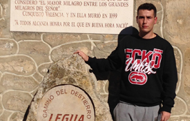 Josema Cobas en la Legua Cero en Vivar del Cid (Burgos), inicio de la ruta Josema Cobas en la Legua Cero en Vivar del Cid (Burgos), inicio de la ruta