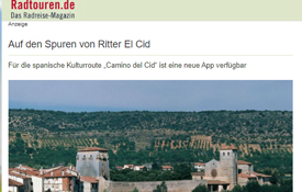 Artículo de la revista alemana RADTouren dedicado a la App de Viaje del Camino del Cid Artículo de la revista alemana RADTouren dedicado a la App de Viaje del Camino del Cid