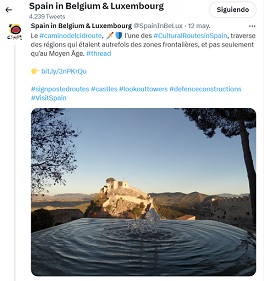 Entrada sobre el Camino del Cid en el perfil de Twitter de la OET de Bélgica Entrada sobre el Camino del Cid en el perfil de Twitter de la OET de Bélgica