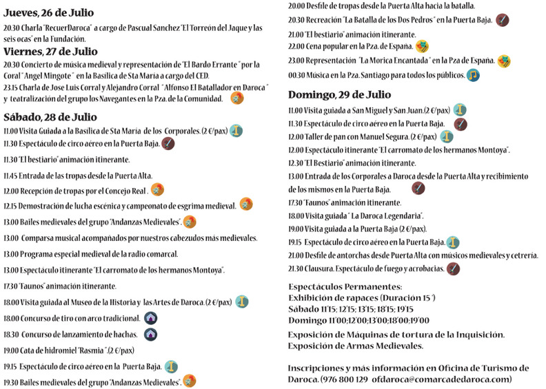 Programa de actos de la Feria Medieval de Daroca