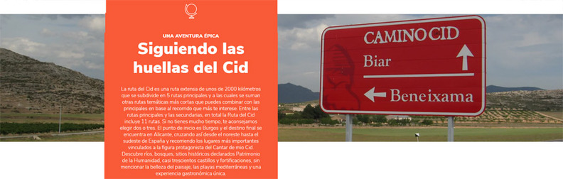 Informacin del Camino del Cid en la web "El sof del caravaning"