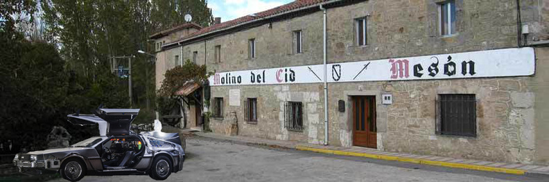 Simulacin del mtico DeLorean en Vivar del Cid (Burgos)