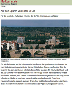 El artculo de Radtouren dedica un amplio artculo a la App del Camino del Cid