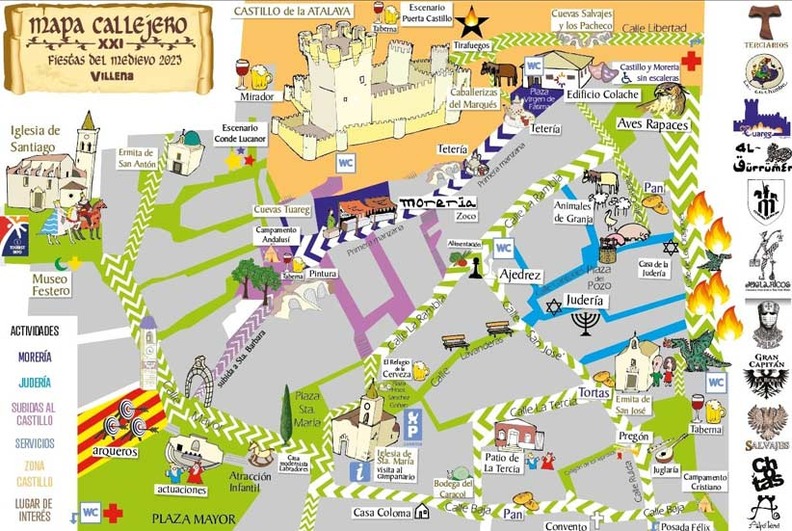 Mapa que incorpora dnde se desarrollarn las actividades de las Fiestas del Medievo