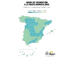 Mapa en el que aparecen reflejadas las fases de la desescalada. Fuente: Ministerio de Sanidad Mapa en el que aparecen reflejadas las fases de la desescalada. Fuente: Ministerio de Sanidad