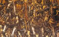 Vela Zanetti&#180;s mural paintings portraying el Cid in the inside of the Palace of the Burgos Provincial Council / ALC.
