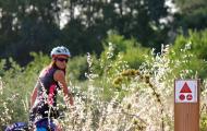 On MTB detours or specific stretches &#8211; a total of some 200 km &#8211; specific MTB signposting is used. The MTB signs comply with the international criteria adopted in Spain by IMBA, namely two circles and a red triangle / ALC.