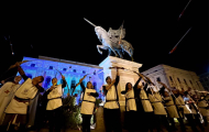 Los arqueros del Festival Burgos Cidiano, preámbulo de la entrega del premio (Foto: Burgos Cidiano)